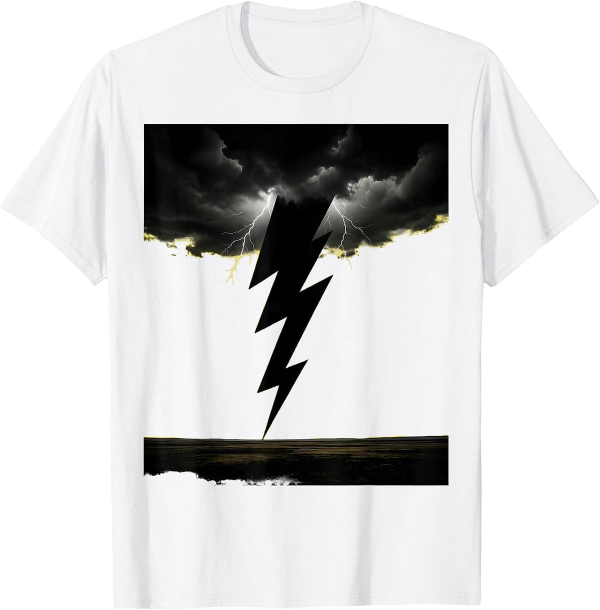 Men's Lightning Bolt Striking Open Field Graphic T-Shirt - White