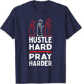 Pray Harder Islamic Fasting Praying Muslim Ramadan T-Shirt - Navy Blue