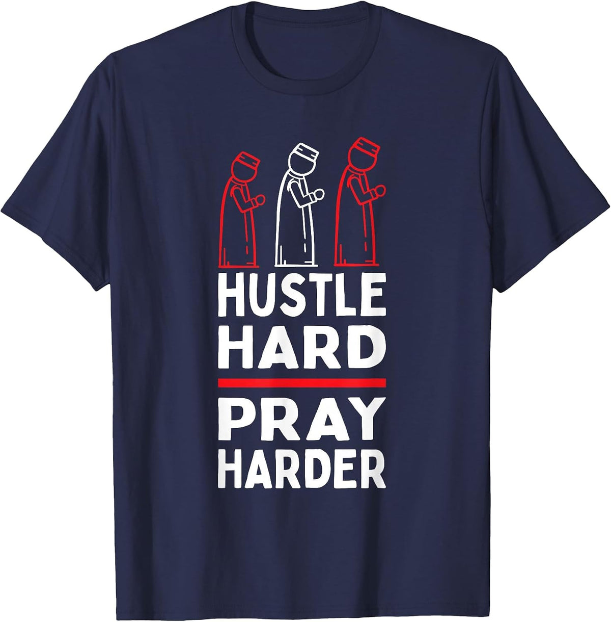 Pray Harder Islamic Fasting Praying Muslim Ramadan T-Shirt - Navy Blue