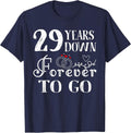 29 Years Down Forever to Go Couple 29th Wedding Anniversary T-Shirt - Navy Blue