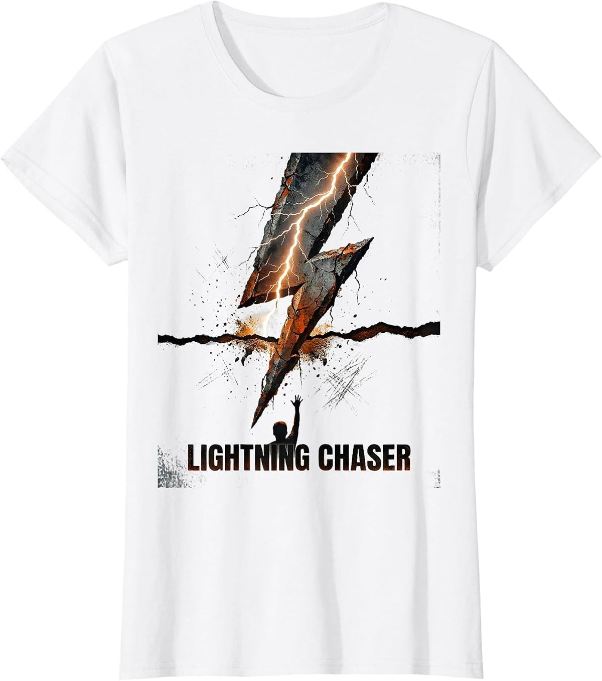 Lightning Chaser Distressed Weather Graphic Novelty T-Shirt - White