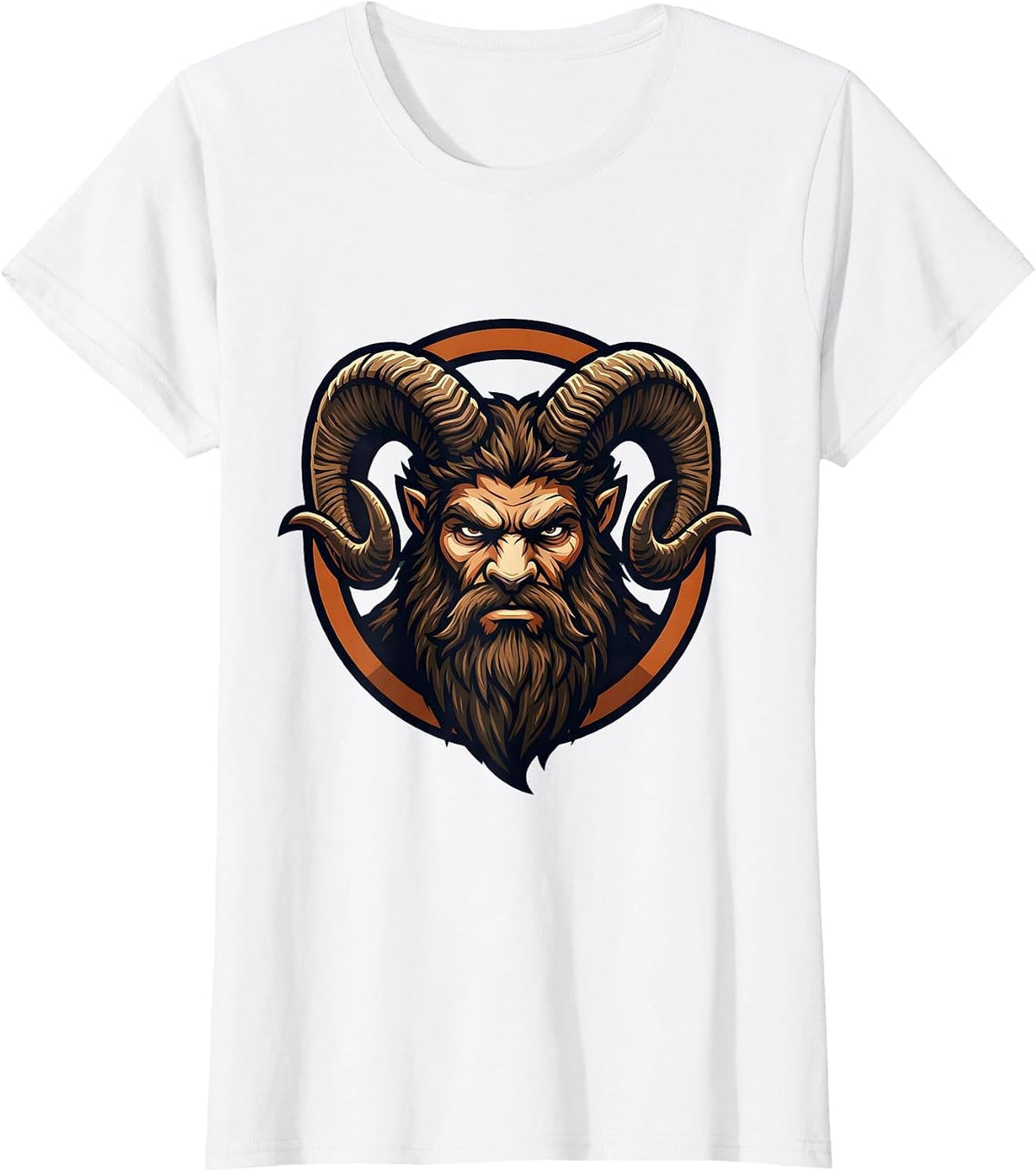 Bearded Mountain Goat Horns Fierce Wild Spirit T-Shirt - White