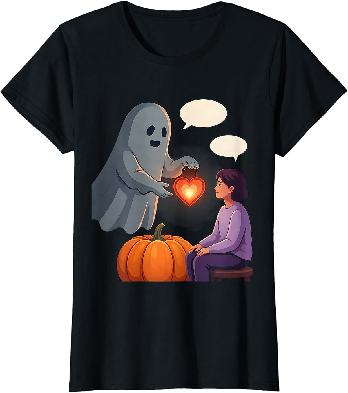 Women's Friendly Ghost Mental Health Awareness School Counselor T-Shirt - Black