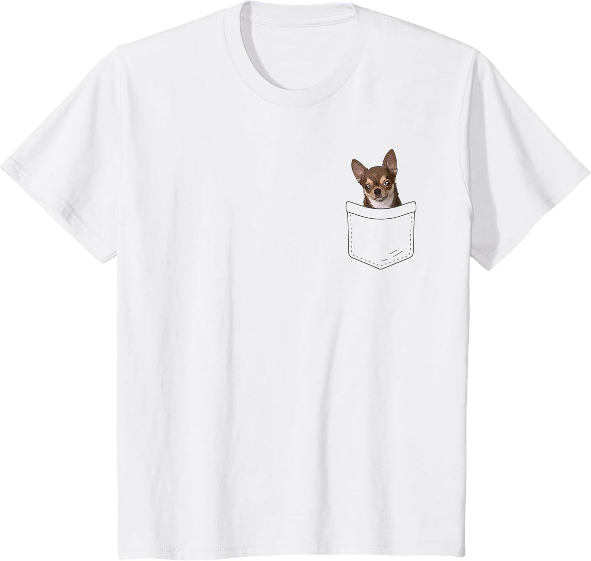 Cute Chihuahua Pocket for Men Women Animal Dog Owner Trainer T-Shirt - White