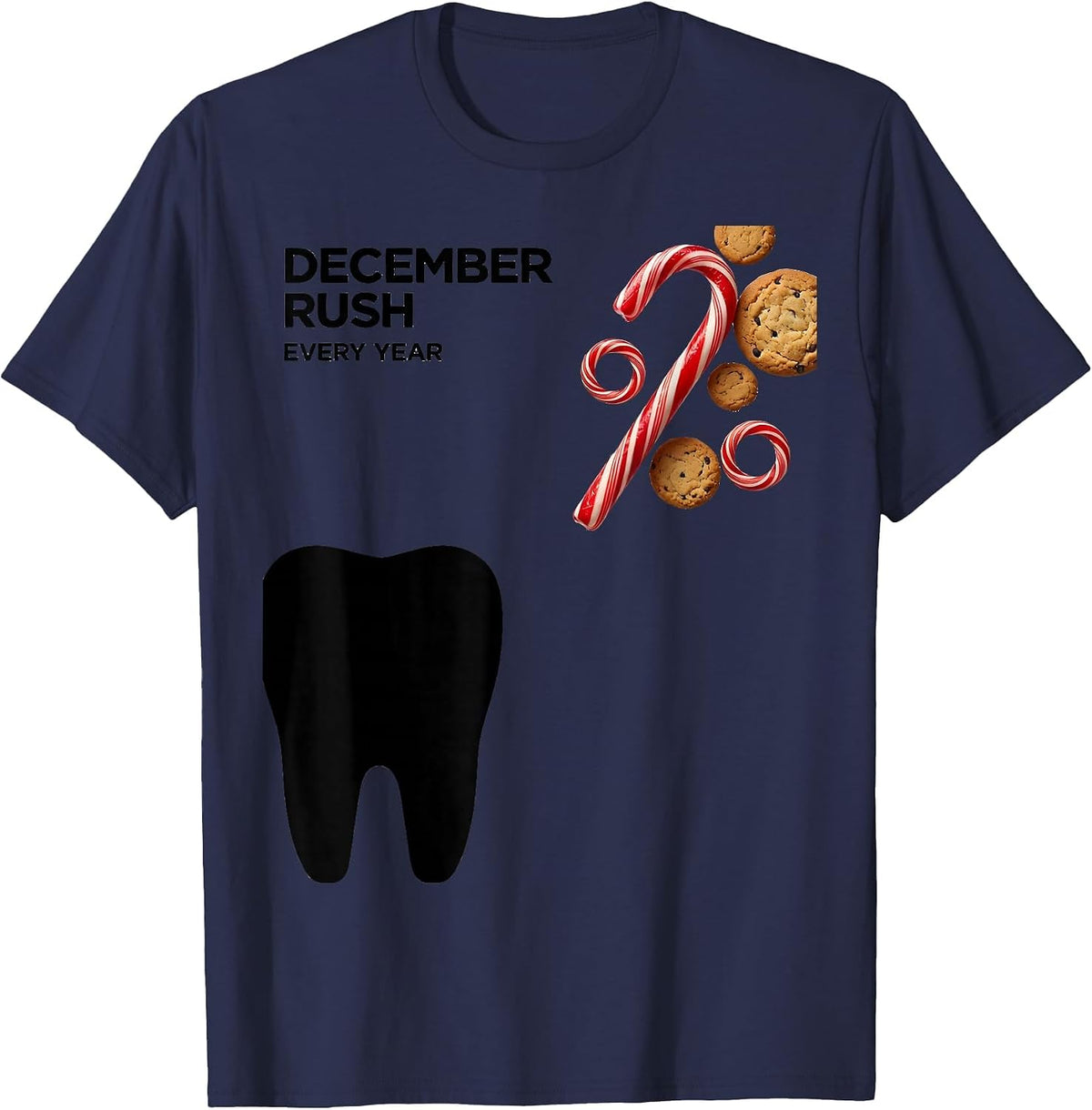 Men's December Rush Every Year Funny Dental Christmas Dental Squad T-Shirt - Navy Blue