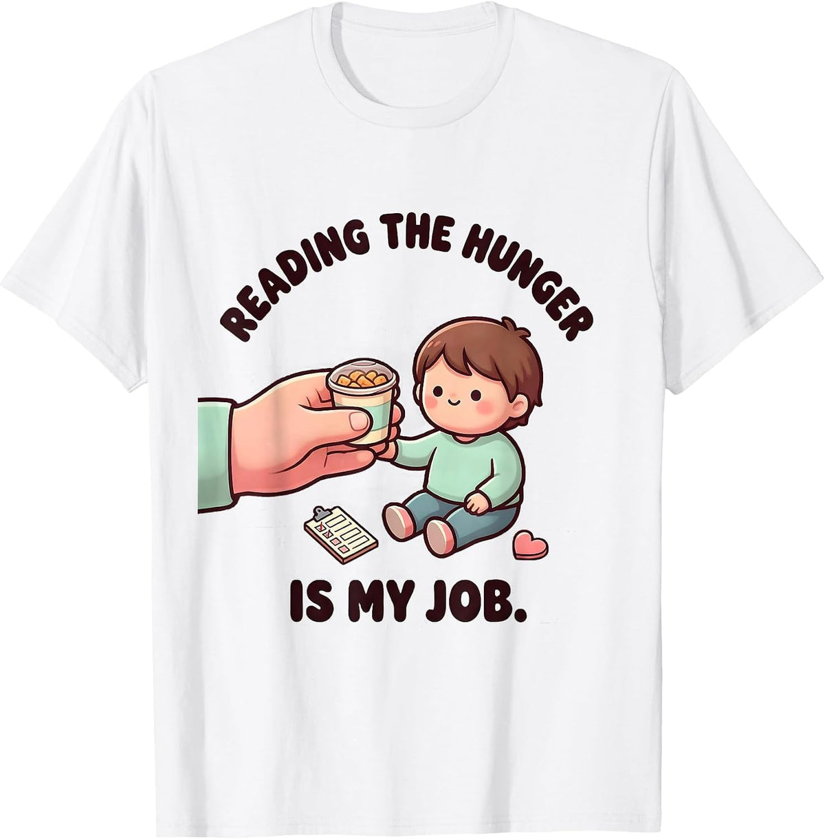 Men's Reading The Hunger Is My Job Cute Kawaii Paraeducator T-Shirt - White