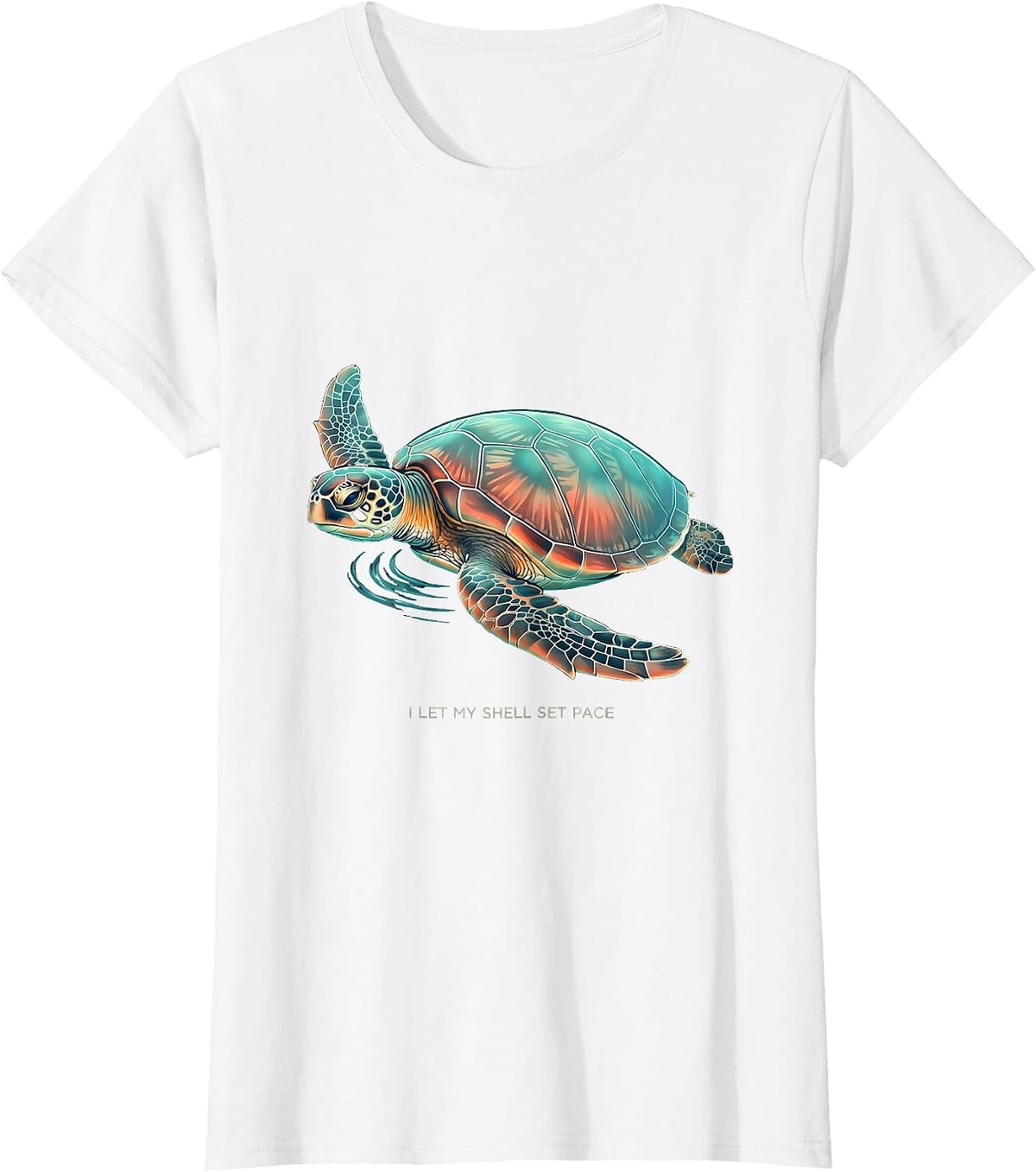 I Let My Shell Set Pace Gradient Sea Turtle Ocean Animal T-Shirt - White