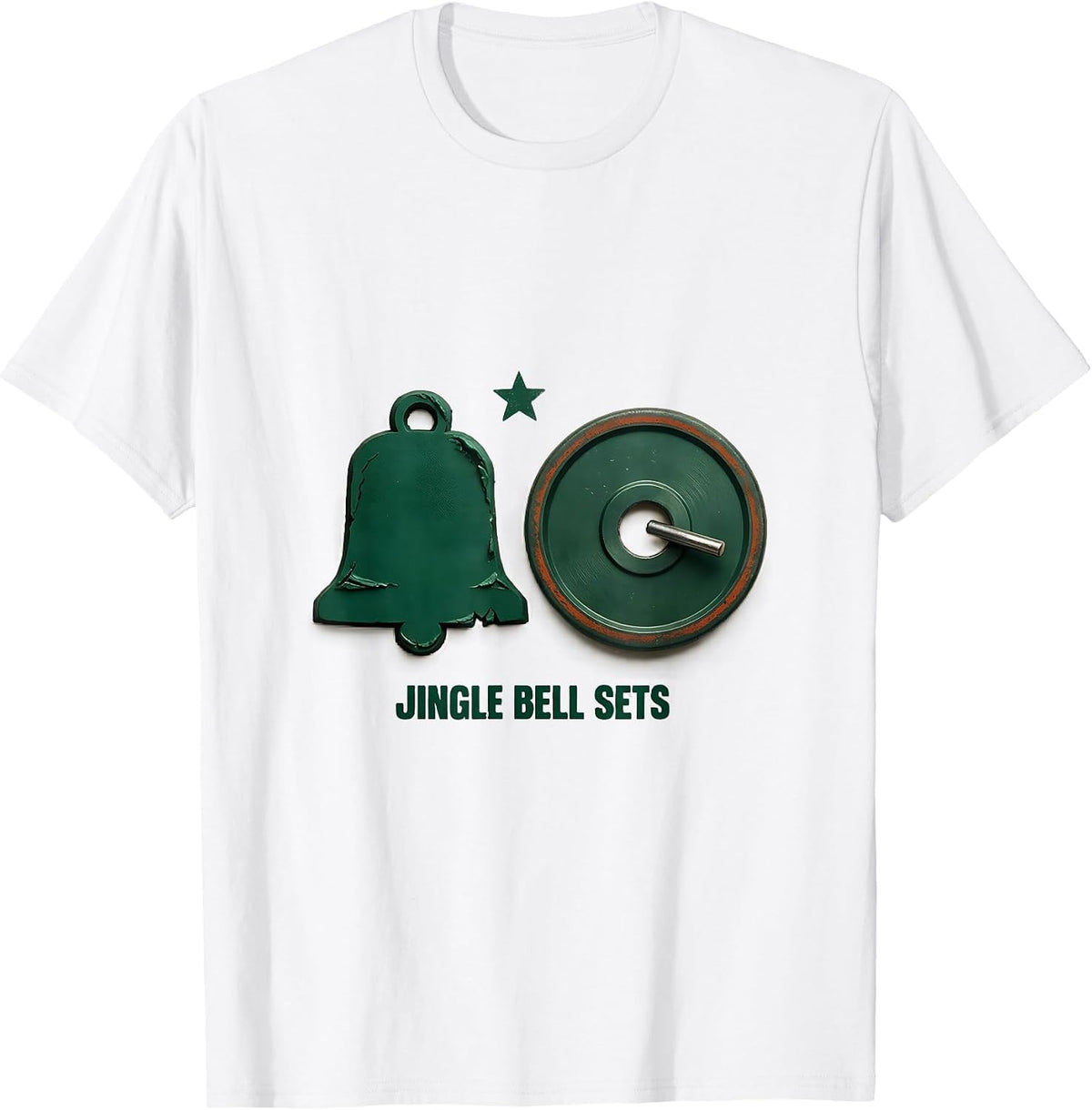 Men's Jingle Bell Sets Funny Christmas Gym Workout Weightlifting T-Shirt - White