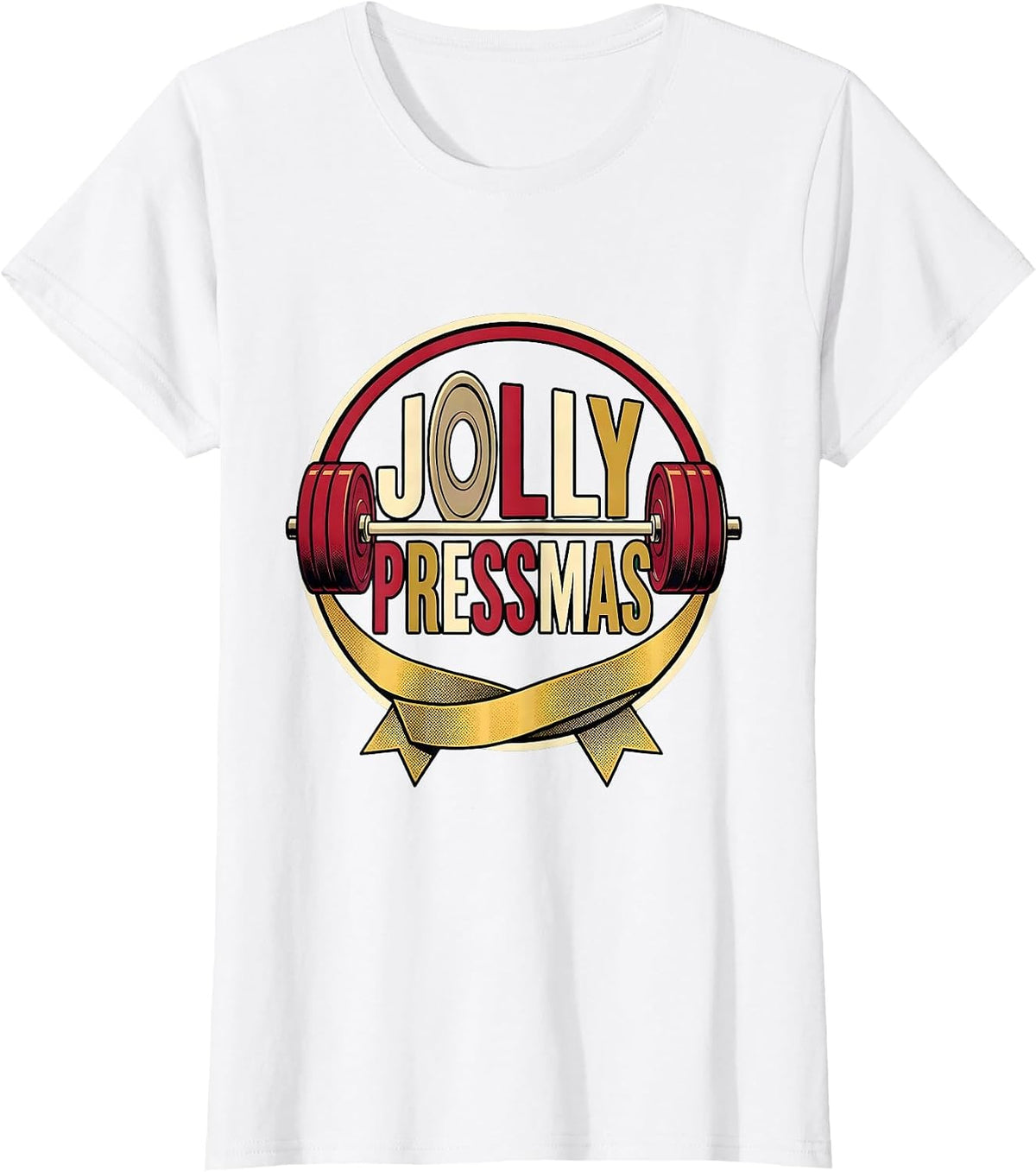 Jolly Pressmas Funny Christmas Gym Workout Fitness Gift T-Shirt - White