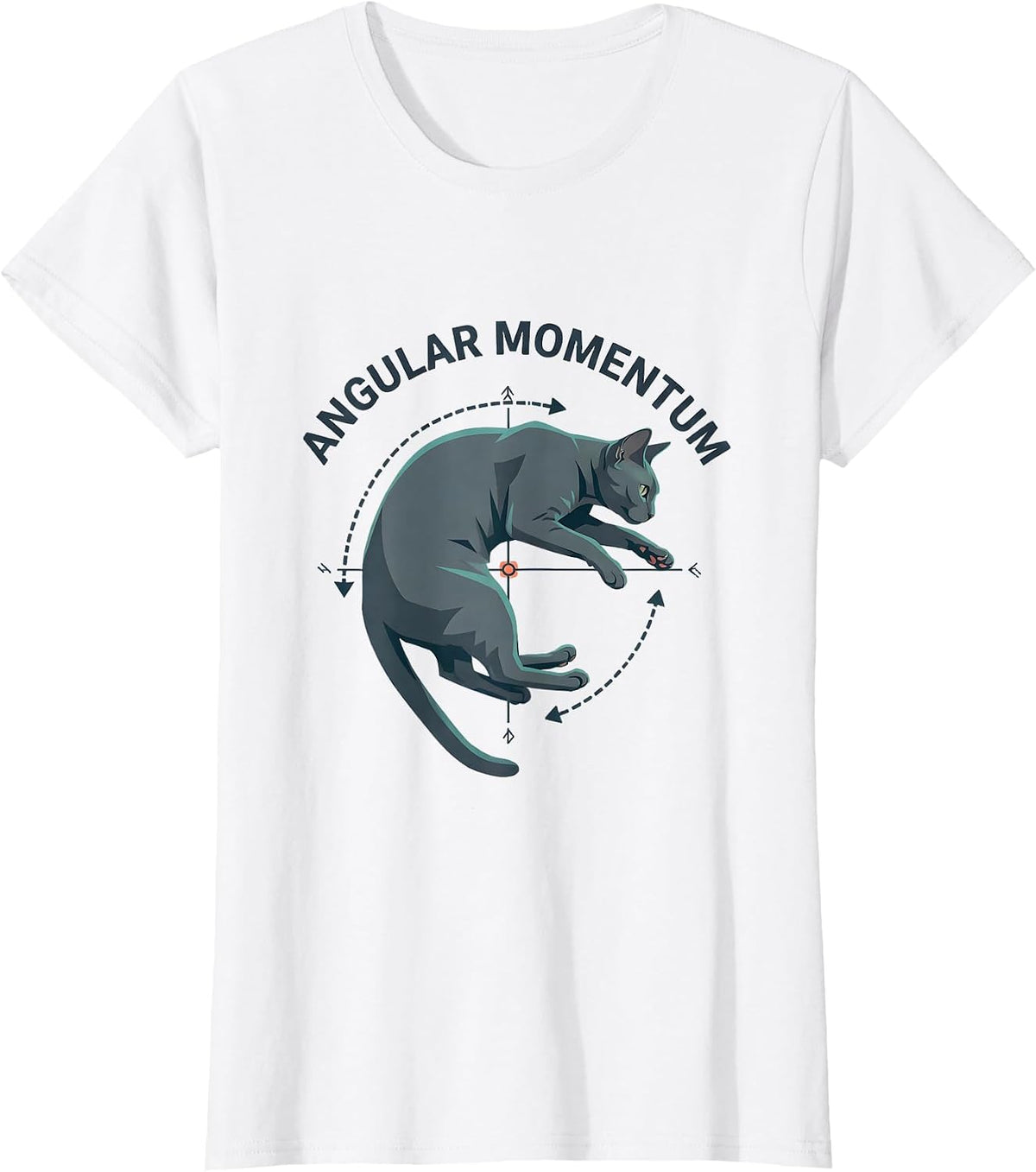 Angular Momentum Funny Cat Physics Humor Design Cat Owner T-Shirt - White