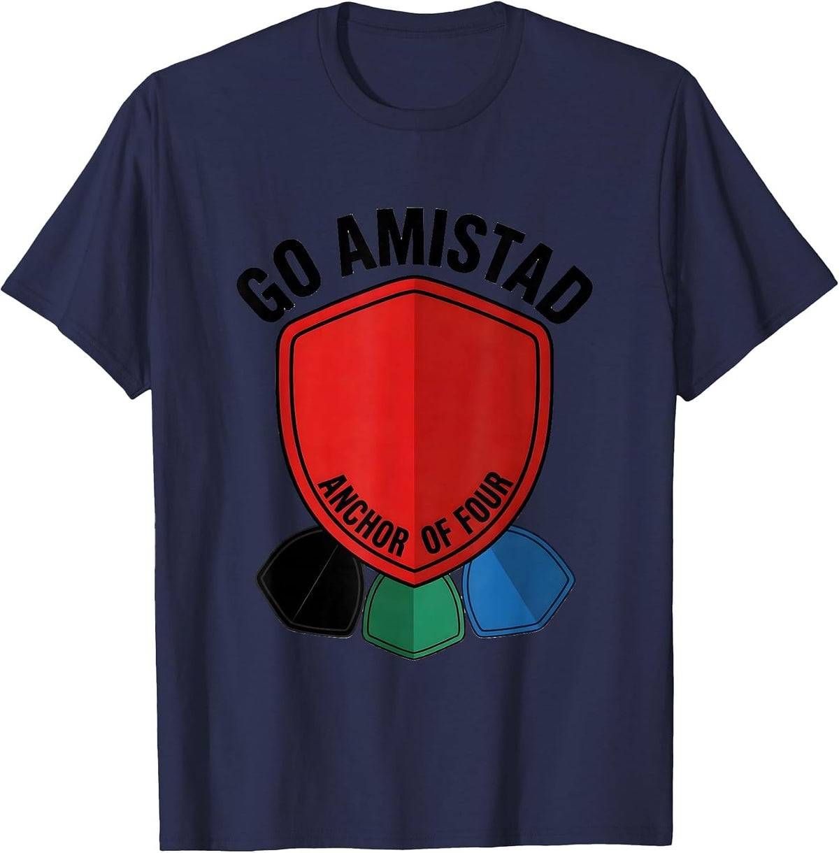 Men's Go Amistad Anchor of Four Teachers Students School Spirit T-Shirt - Navy Blue