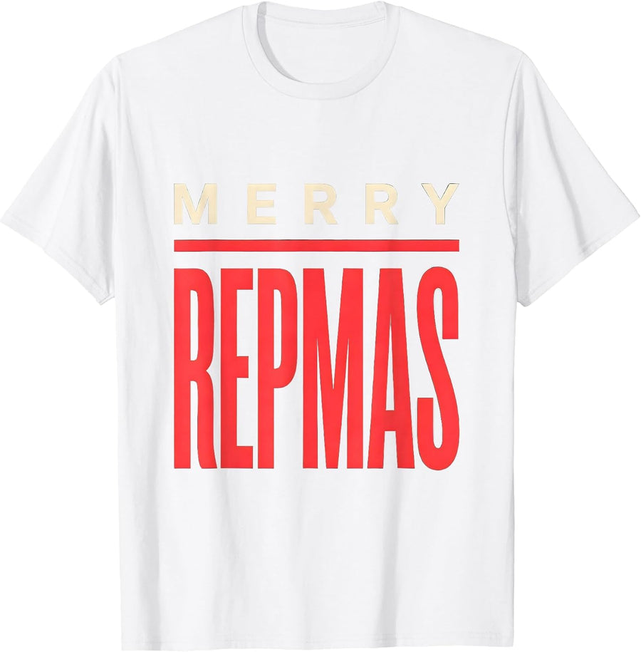 Men's Merry Repmas Funny Christmas Gym Weightlifting Fitness Gift T-Shirt - White