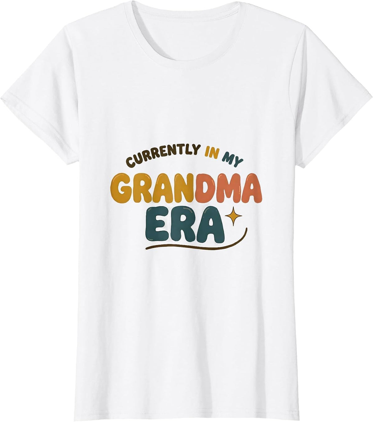 Women's Currently In My Grandma Era Retro Groovy Mother Grandmother T-Shirt - White