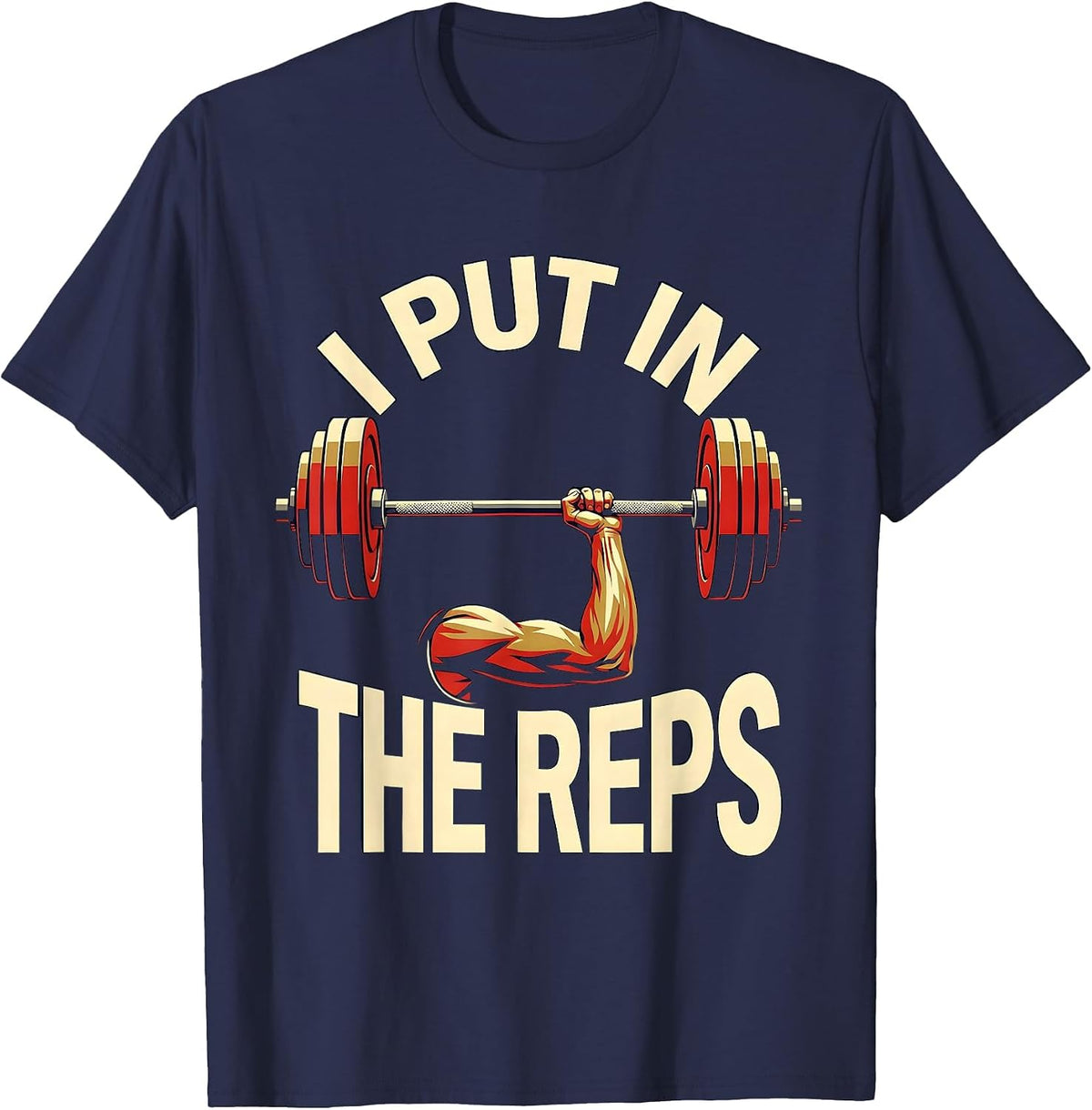 I Put In The Reps Sports Fitness Women Gym Muscle Graphic T-Shirt - Navy Blue