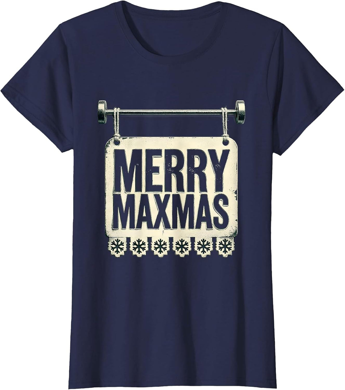 Women's Merry Maxmas Funny Christmas Gym Workout Fitness Gift T-Shirt - Navy Blue