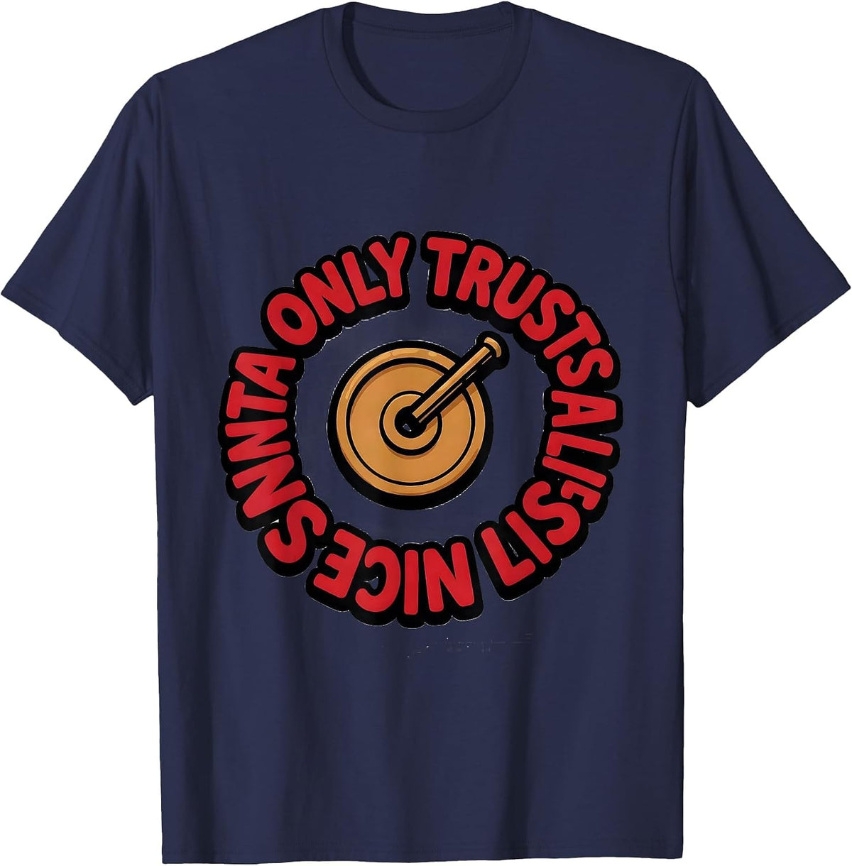 Men's Santa Only Trusts A Lifted Nice List Funny Gym Christmas T-Shirt - Navy Blue