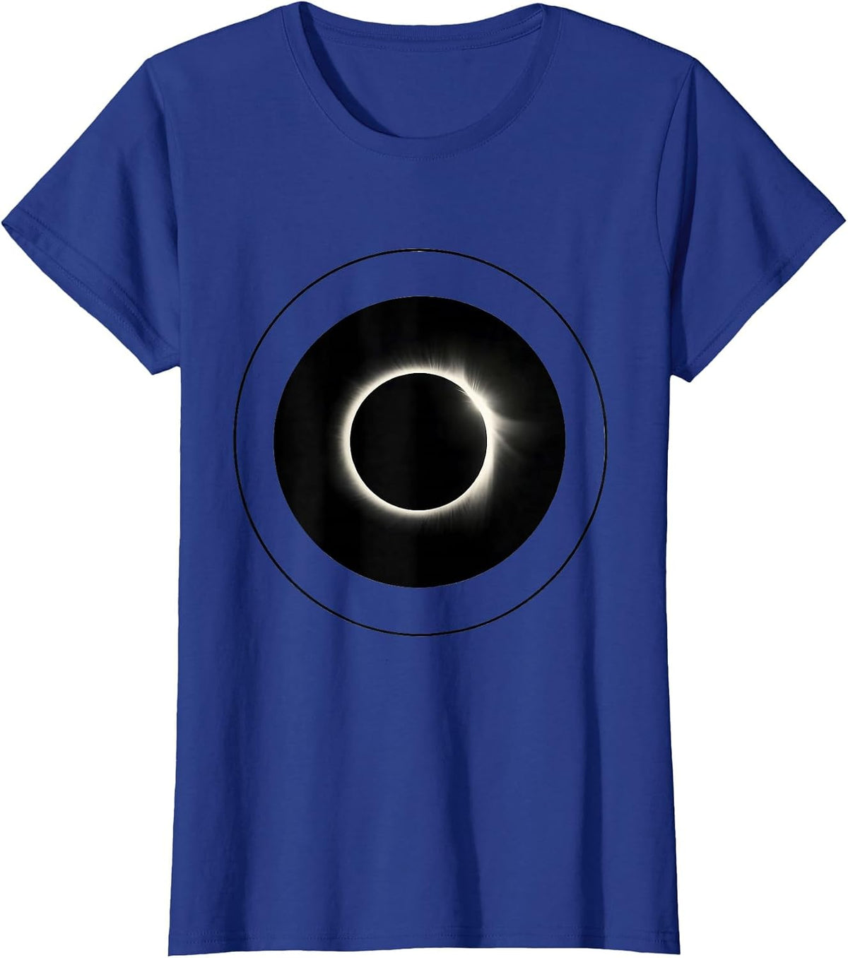 Women's Solar Eclipse Perfect Black Dot Graphic T-Shirt - Royal Blue