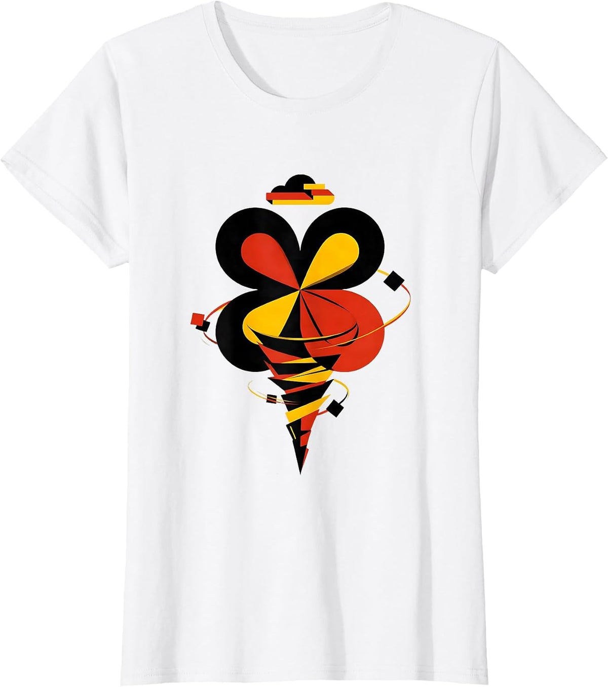 Women's Geometric Tornado Flower Bauhaus Modernist Weather T-Shirt - White