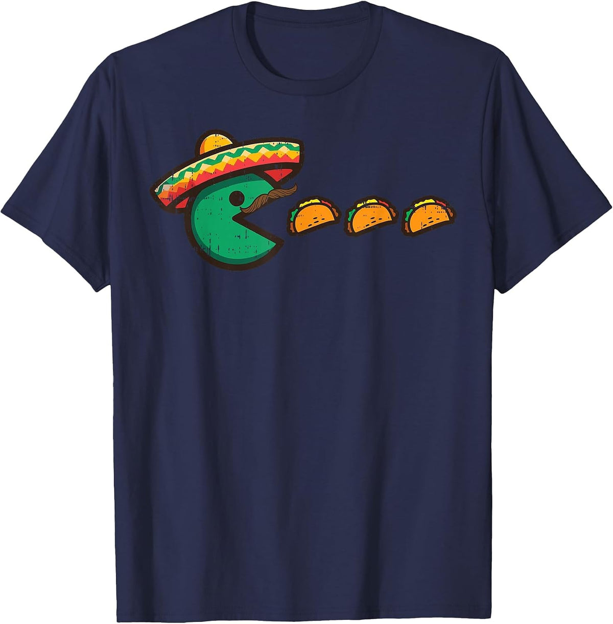 Mexican Gamer Eating Tacos Cinco De Mayo Men Boys Kids Teens T-Shirt - Navy Blue