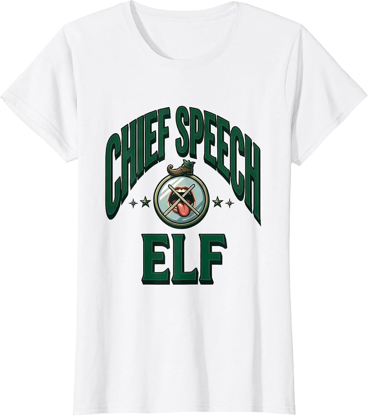 Chief Speech Elf Retro Groovy Speech Therapy SLP Christmas T-Shirt - White
