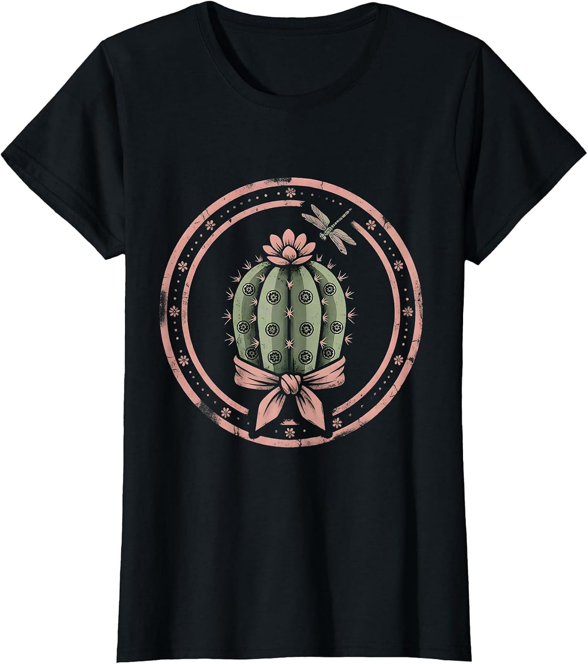 Floral Bandana Cactus Western Desert Design T-Shirt - Black