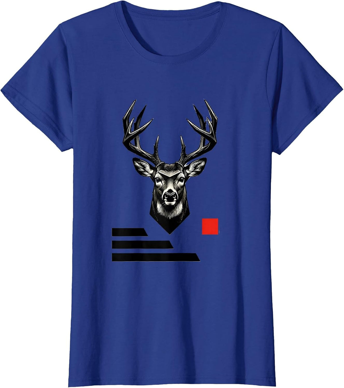 Women's Geometric Whitetail Crown Deer Hunting Dad Humor T-Shirt - Royal Blue