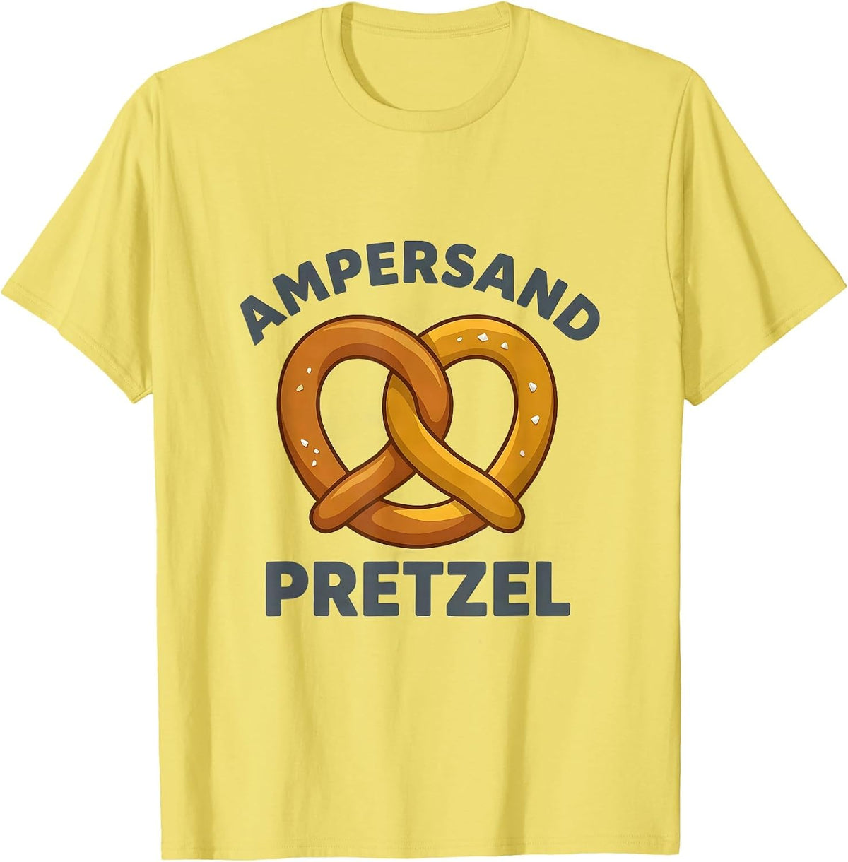 Men's Ampersand Pretzel Funny Grammar Teacher English Pun Humor T-Shirt - Lemon Yellow