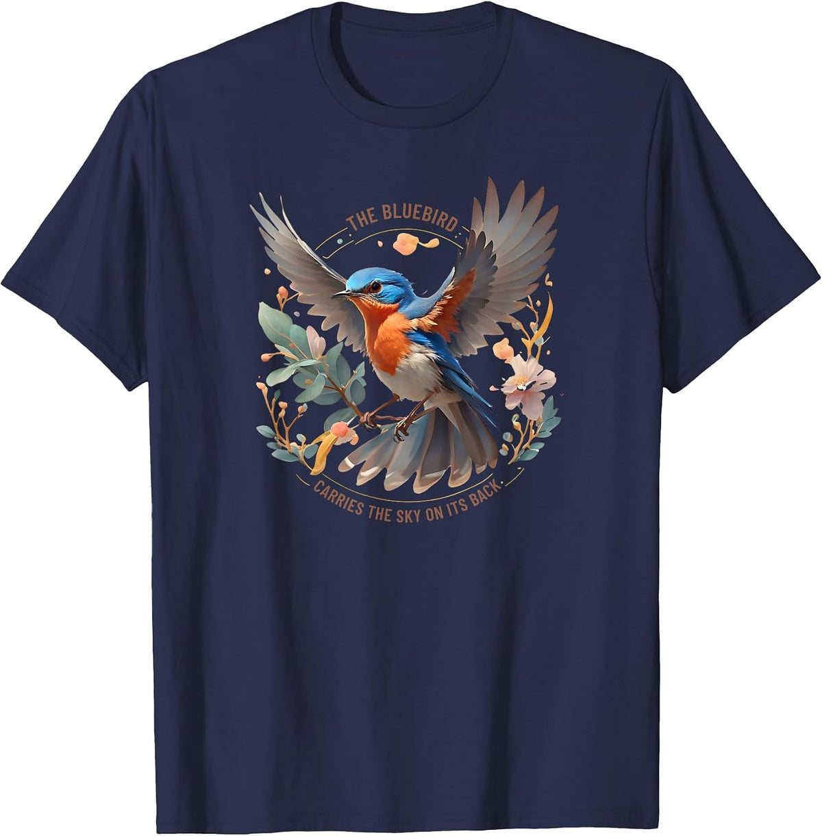Eastern Bluebird Carries the Sky on its Back T-Shirt - Navy Blue
