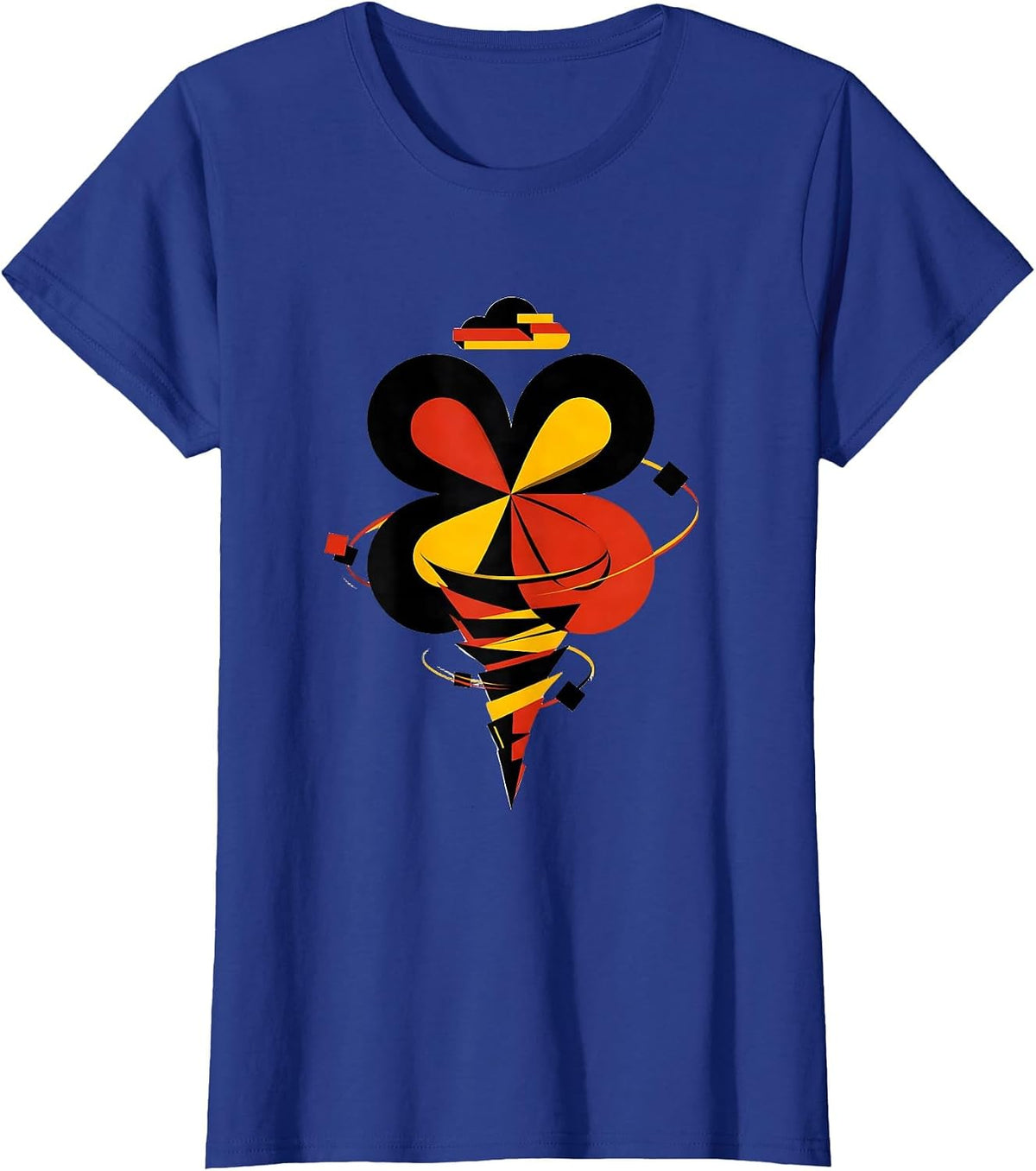 Women's Geometric Tornado Flower Bauhaus Modernist Weather T-Shirt - Royal Blue
