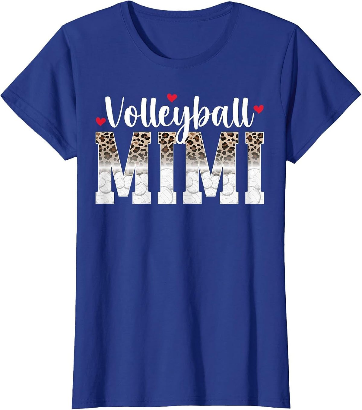 Volleyball Mimi Leopard Grandma Mimi of A Volleyball Player T-Shirt - Royal Blue