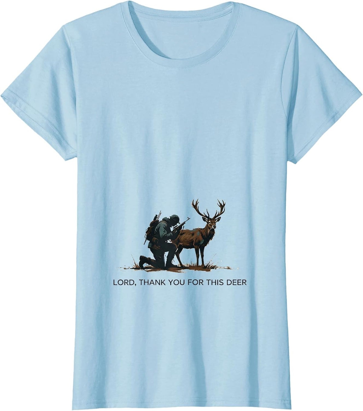 Lord, Thank You For This Deer Minimalist Hunting Faith Gift T-Shirt - Baby Blue