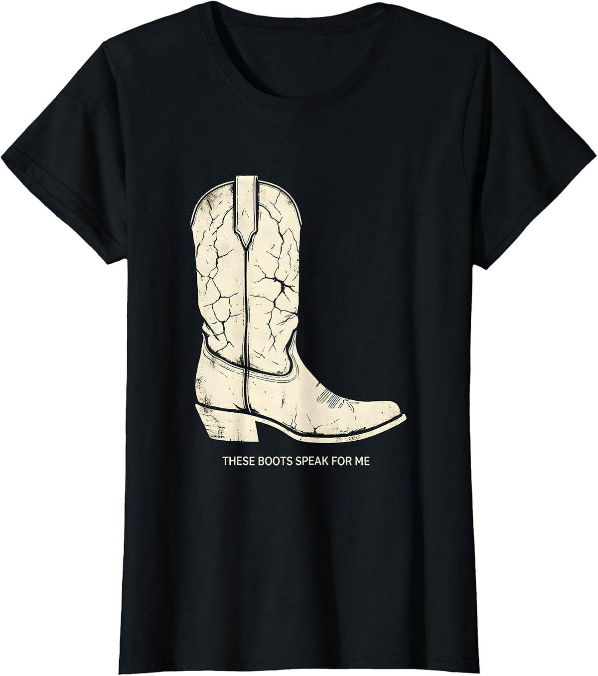 Women's These Boots Speak For Me Boho Western Country Music Fan T-Shirt - Black