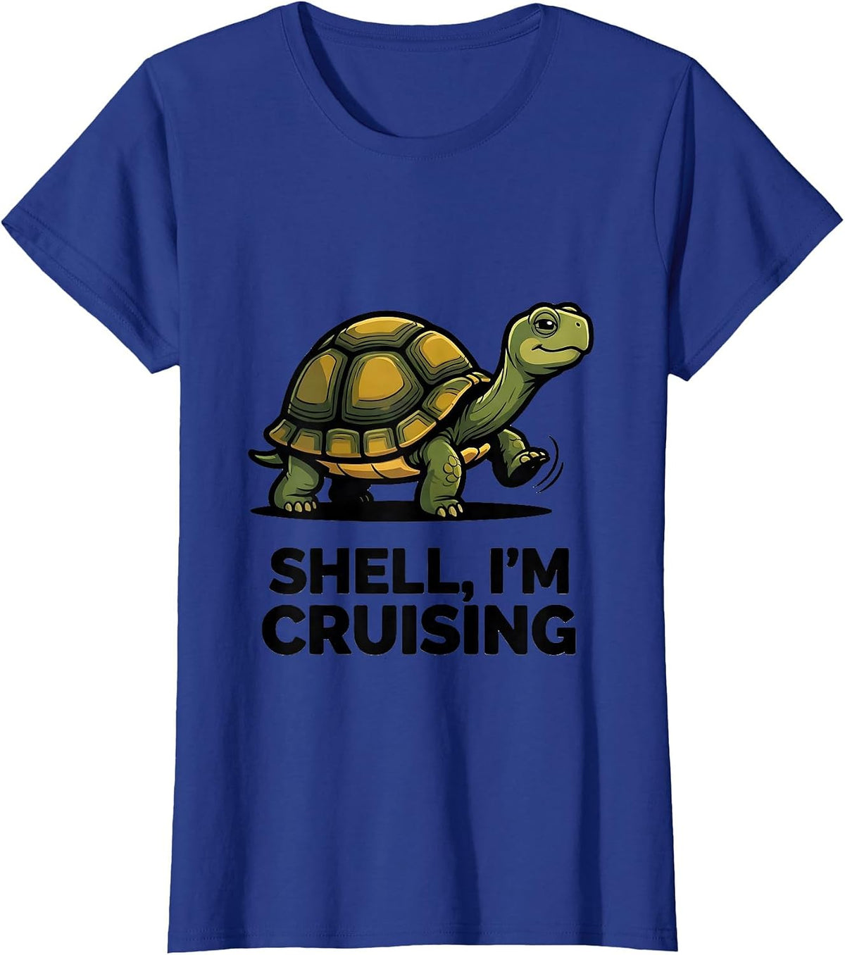 Women's Shell I'm Cruising Funny Turtle Lover Reptile Novelty T-Shirt - Royal Blue