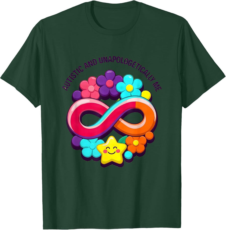 Men's Autistic and Unapologetically Me Autism Design T-Shirt - Dark Green