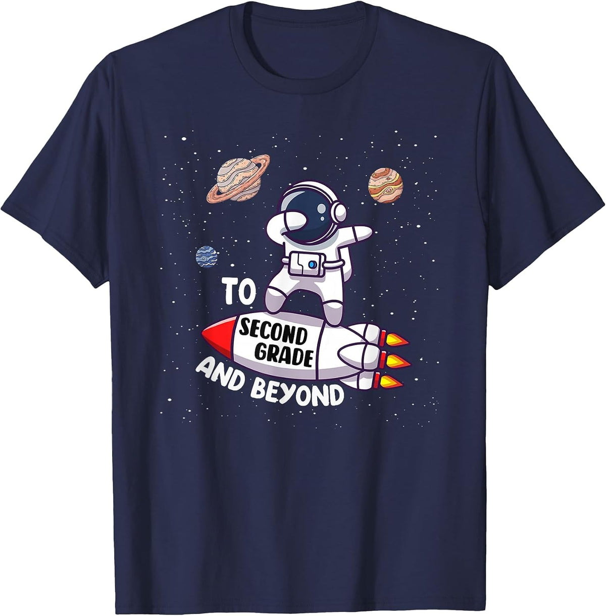 Back to Second Grade and Beyond-Funny First Day of School T-Shirt - Navy Blue