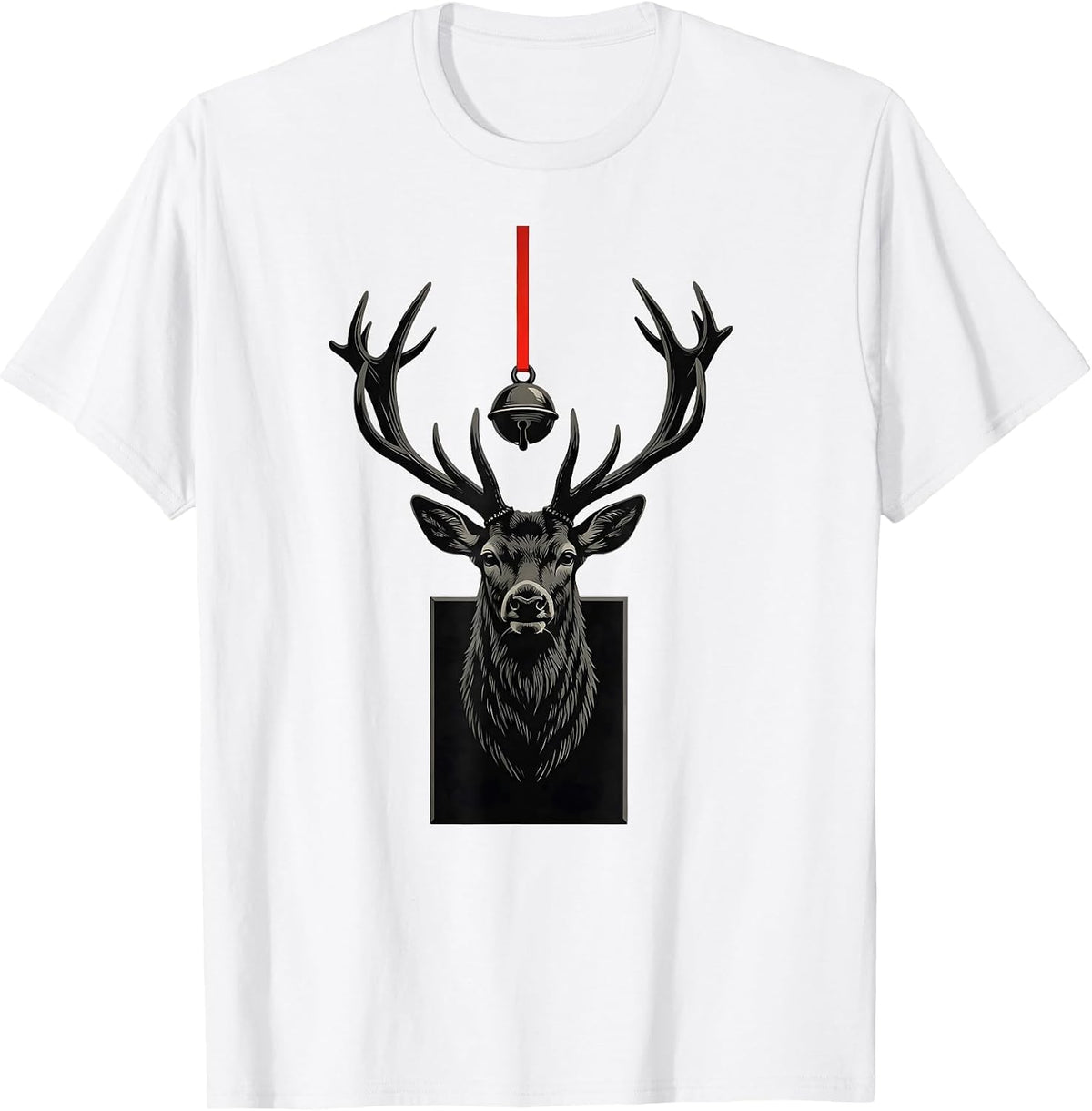 Men's Deer Head Trophy Christmas Bell Hunting Humor T-Shirt - White