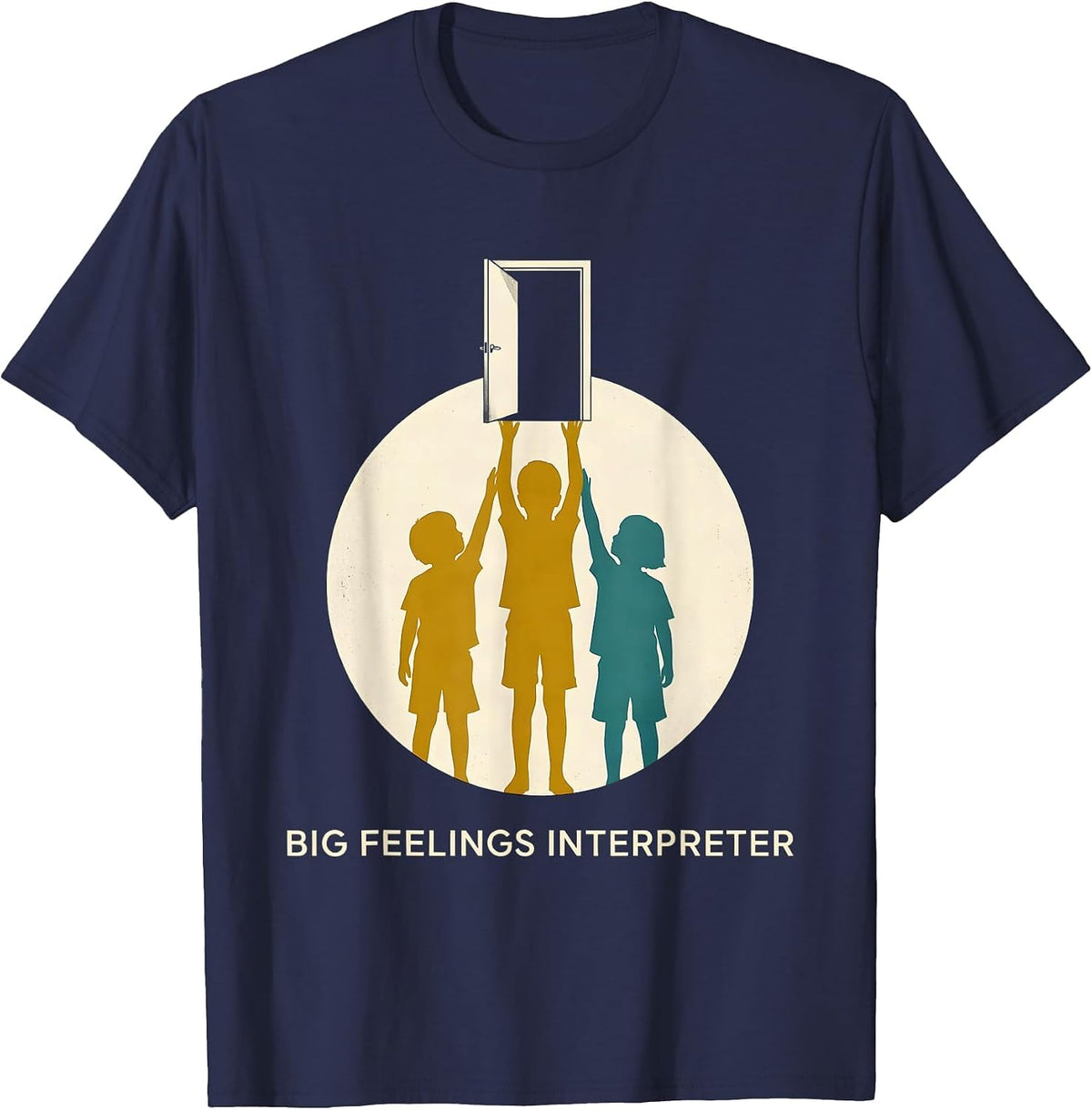 Big Feelings Interpreter Midcentury Modern School Counselor T-Shirt - Navy Blue
