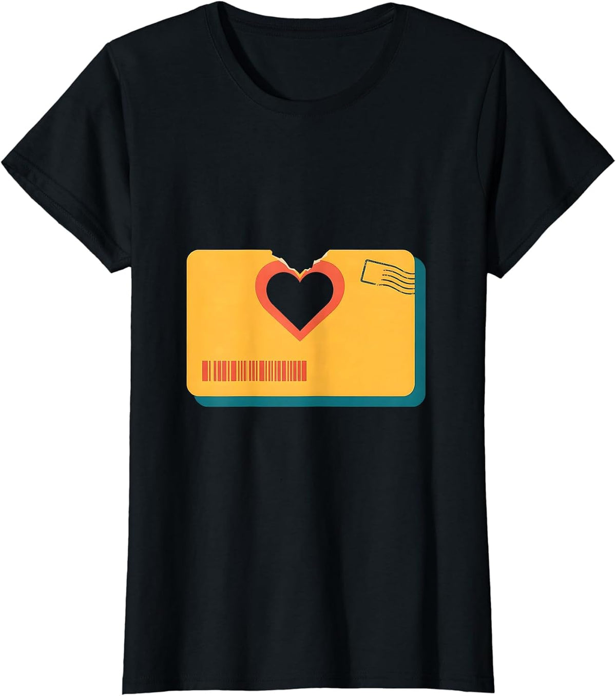 Library Card Heart Bookworm Reader Gift T-Shirt - Black