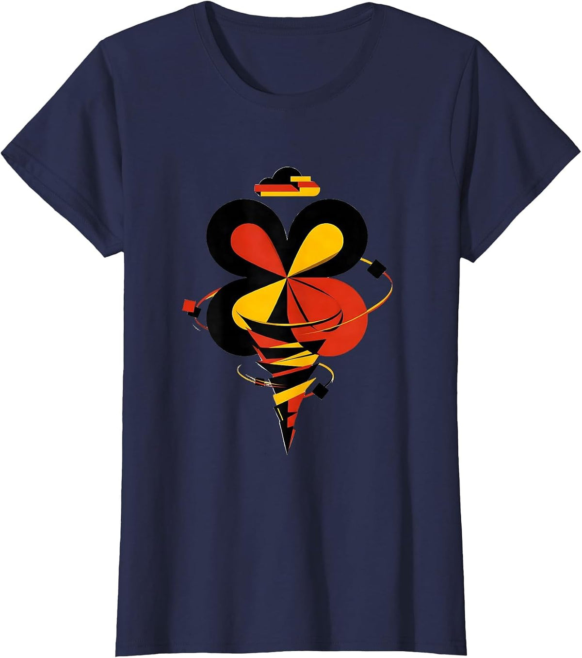 Women's Geometric Tornado Flower Bauhaus Modernist Weather T-Shirt - Navy Blue