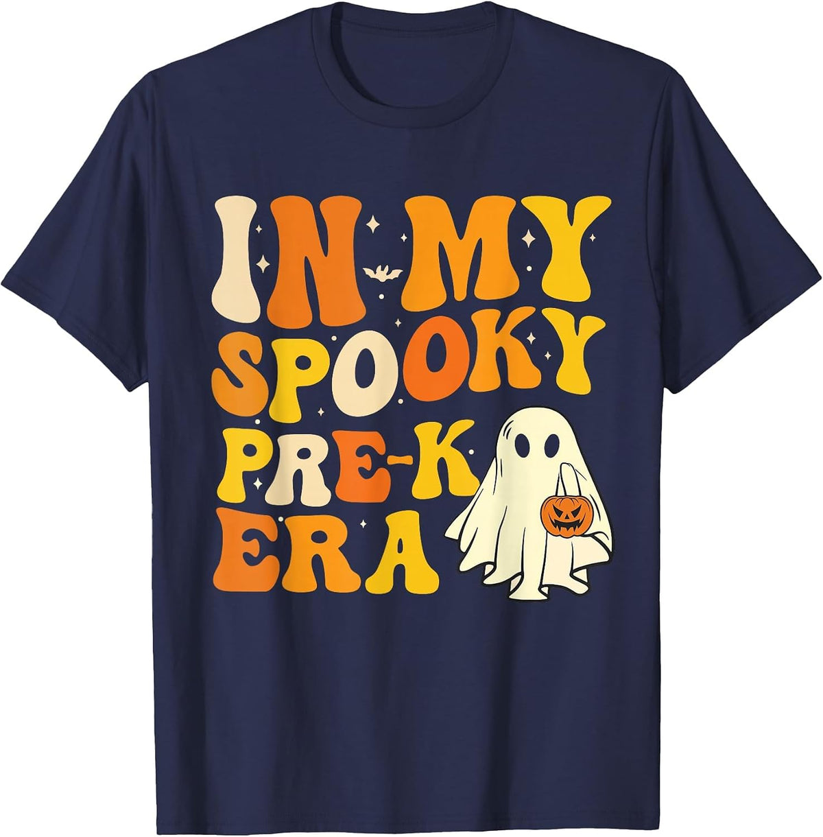 in My Spooky PRE-K Teacher Era Funny Halloween Costume Tee T-Shirt - Navy Blue