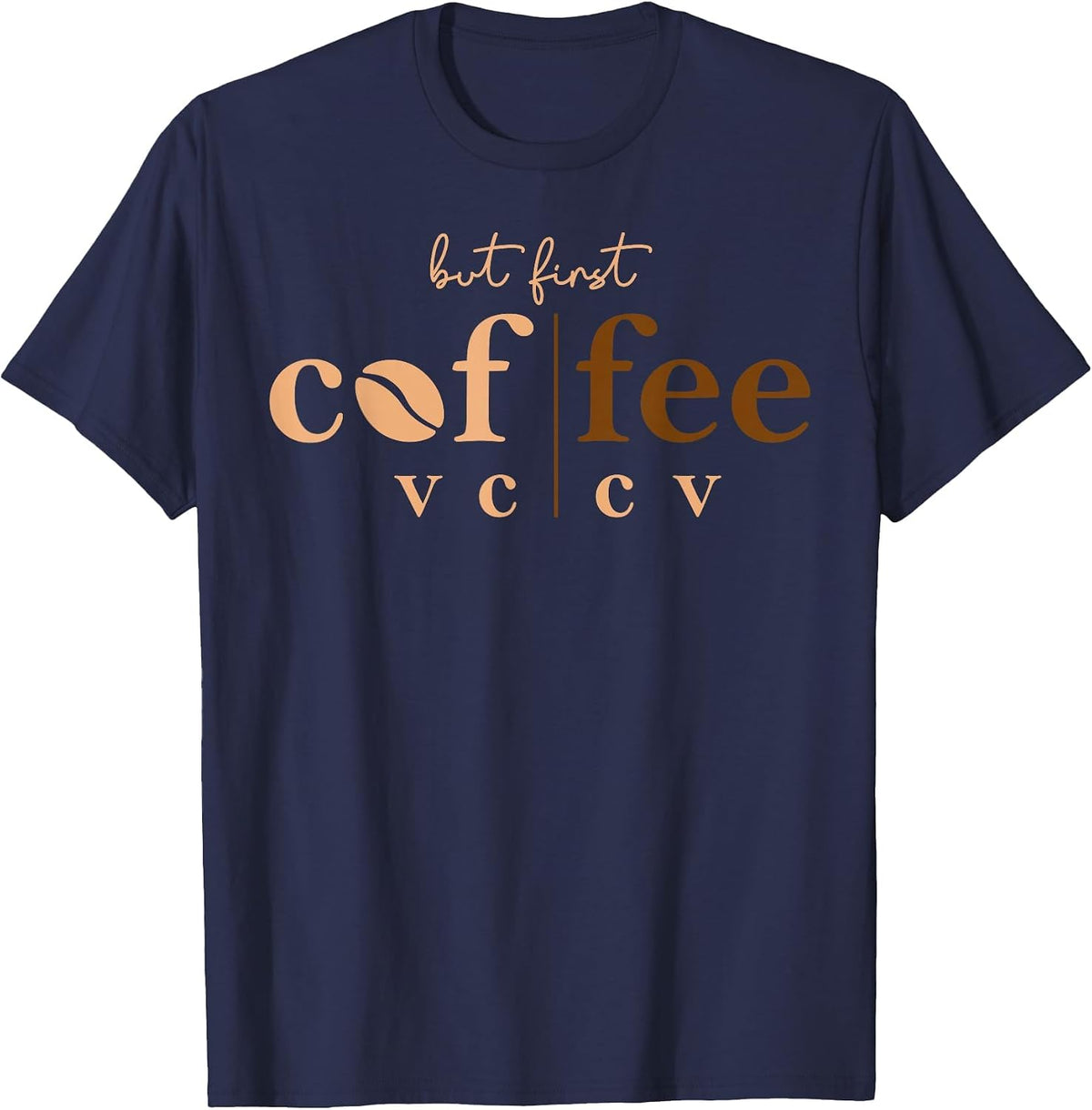 Linguist Teacher Science of Reading Coffee Lover Phonics T-Shirt - Navy Blue
