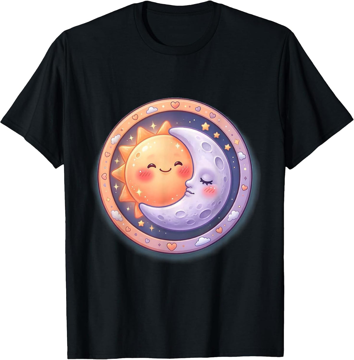 Men's Couples Matching Sun Melting Into Moon Horizon T-Shirt - Black