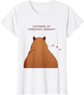 Women's Capybara Of Christmas Serenity Whimsical Pun Animal Lover T-Shirt - White