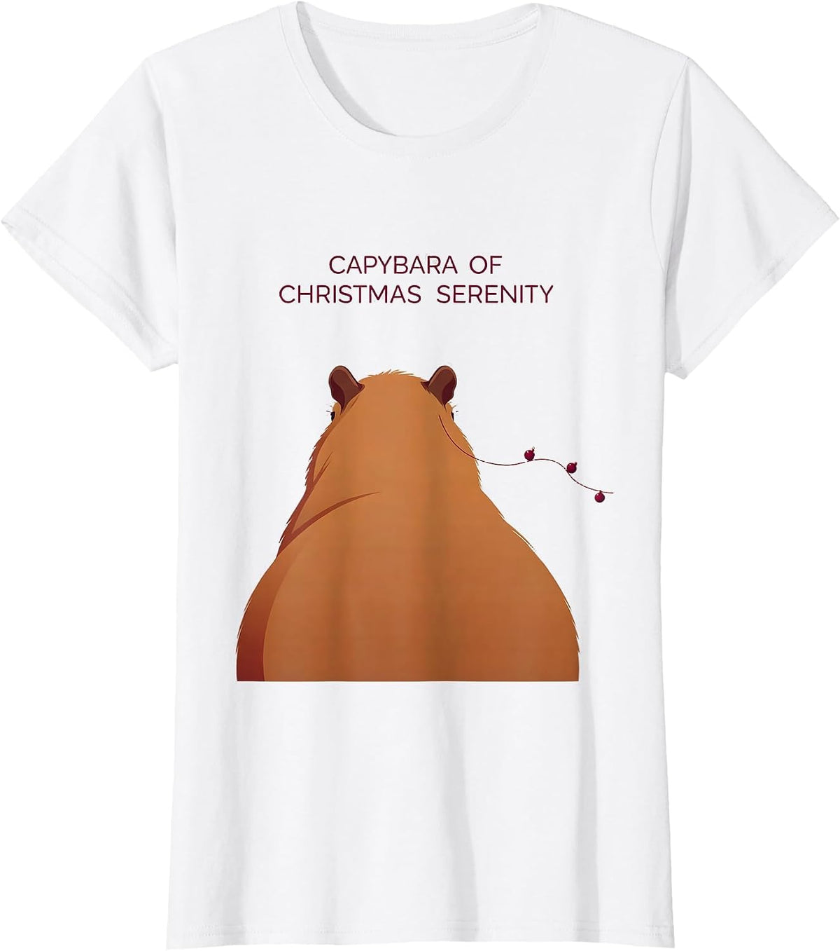 Women's Capybara Of Christmas Serenity Whimsical Pun Animal Lover T-Shirt - White