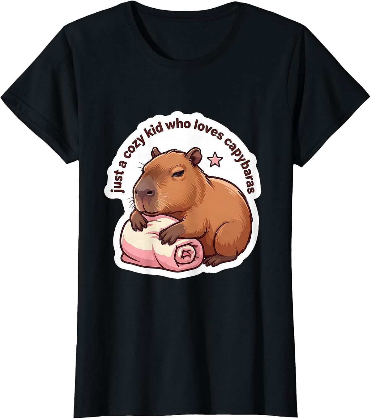 Women's just a cozy kid who loves capybaras Funny Capybara Gamer T-Shirt - Black