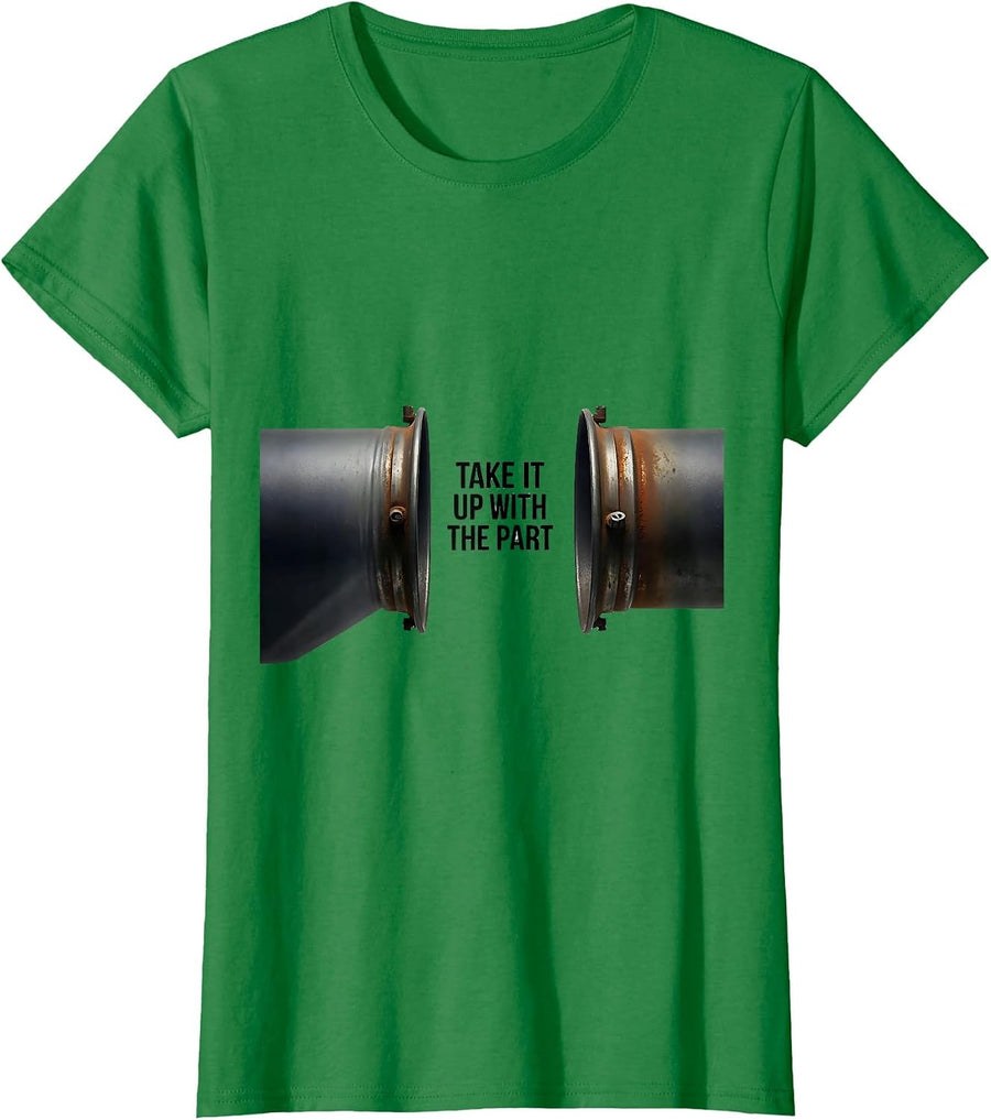 Women's Take It Up With The Part Funny Mechanic Skeleton Auto Repair T-Shirt - Kelly Green
