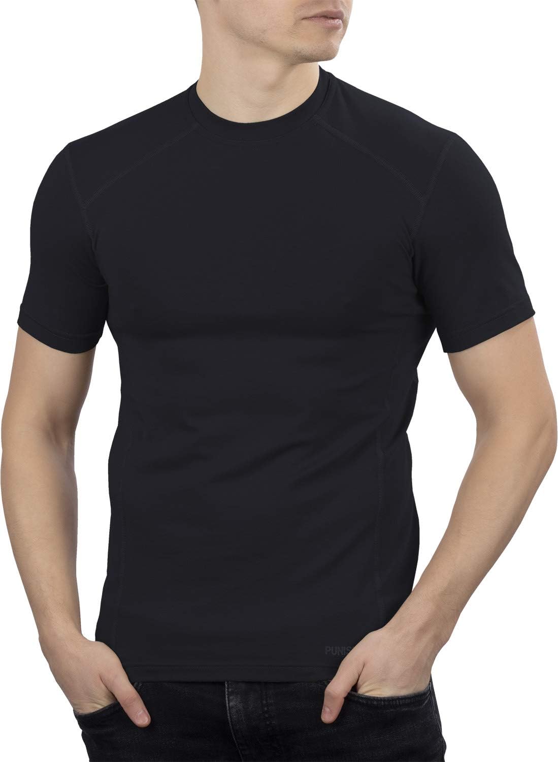 281Z Military Stretch Cotton Underwear T-Shirt - Tactical Hiking Outdoor - Punisher Combat Line - Black