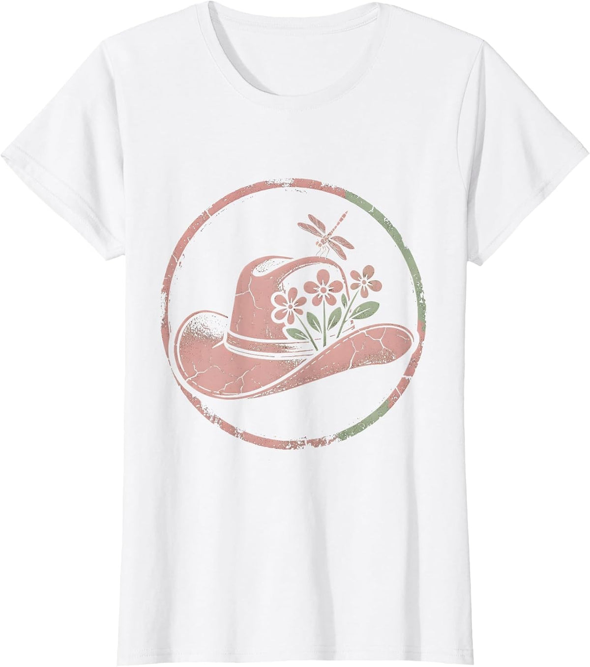 Cowgirl Hat Wildflowers Western Boho Floral Design T-Shirt - White