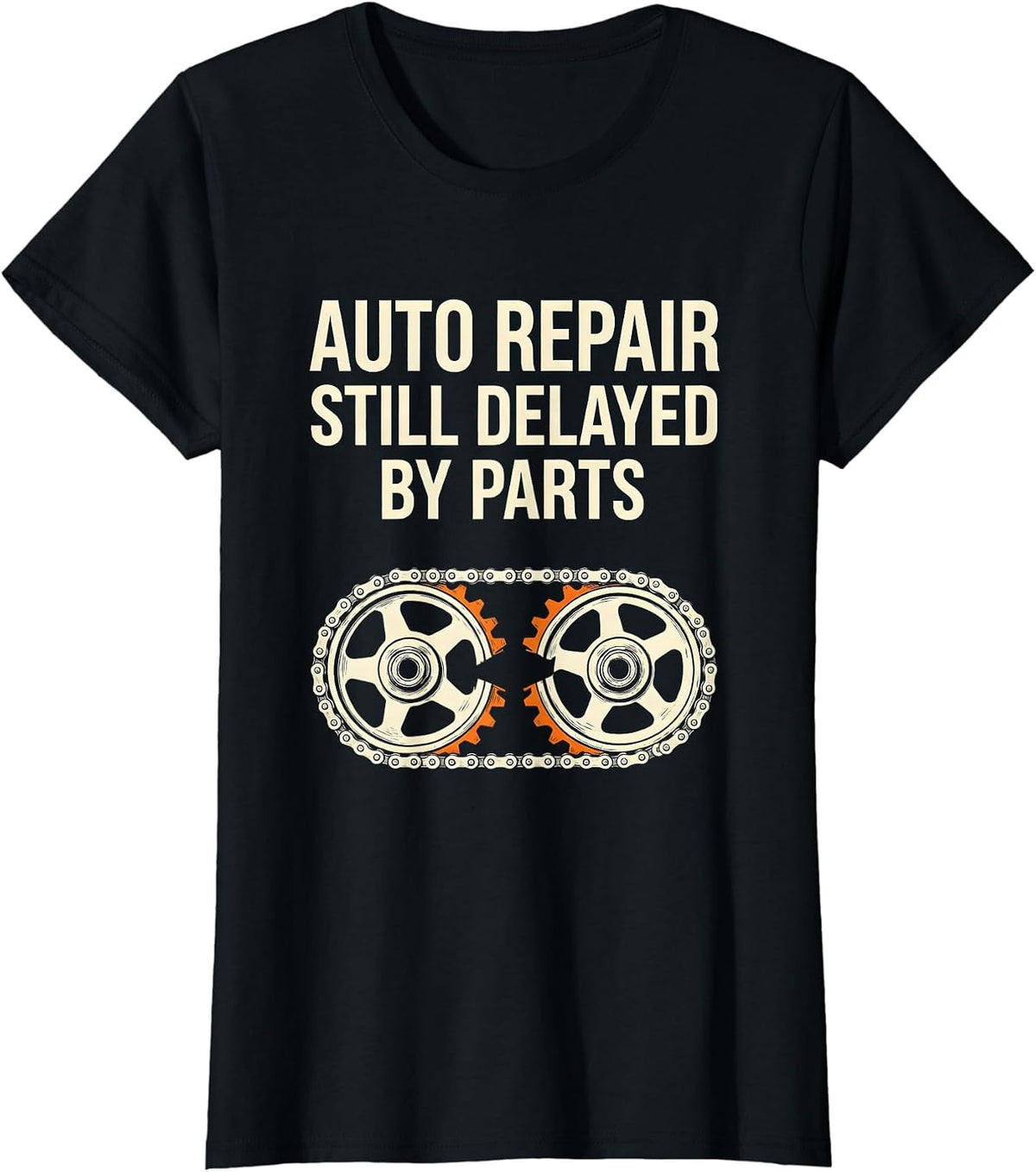 Auto Repair Still Delayed By Parts Funny Mechanic Skeleton T-Shirt - Black