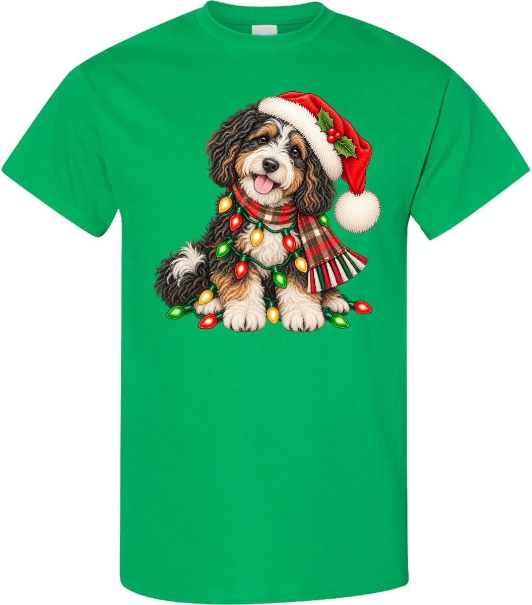 inktastic Christmas Bernedoodle Adult T-Shirt - Kelly Green